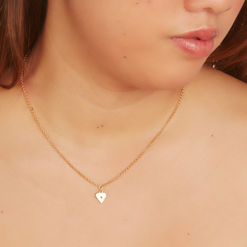 Recycled gold plated sterling silver love necklace with precious crystal | Condret